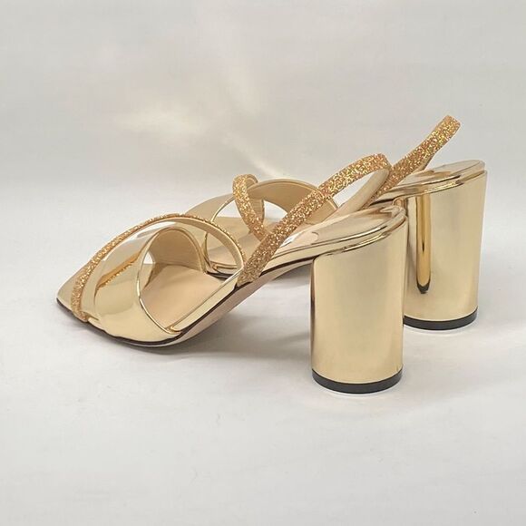 Jimmy Choo Plum Metallic Leather & Glitter Slingback Sandals size 38.5 - Picture 9 of 13